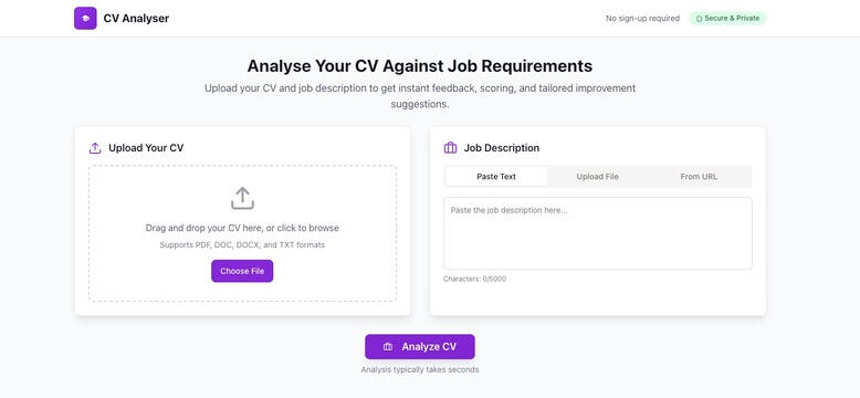 Test The CV Analyser App